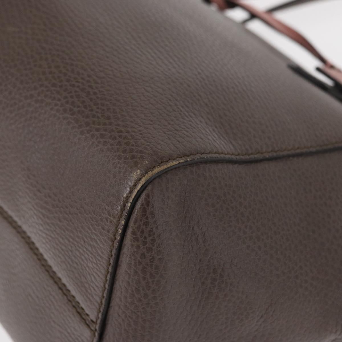 GUCCI Swing Tote Bag Leather Gray Gold 354408 Auth 148695