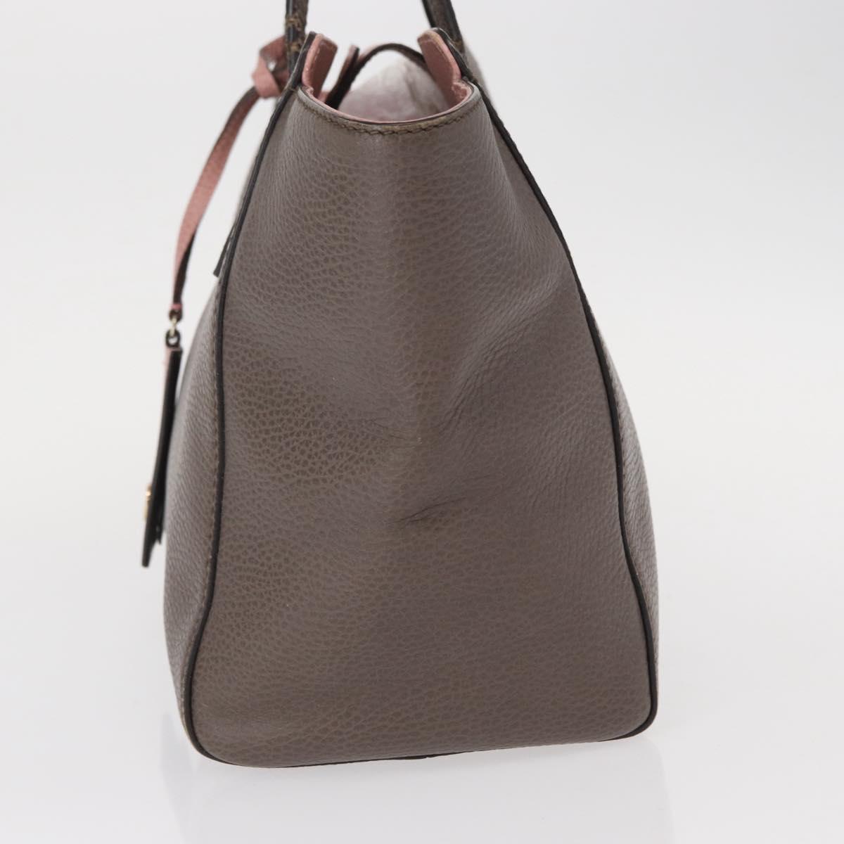 GUCCI Swing Tote Bag Leather Gray Gold 354408 Auth 148695
