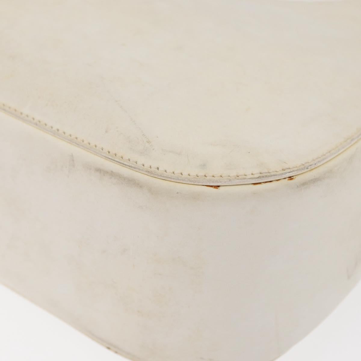 GUCCI Bamboo Shoulder Bag Leather White Silver 001 3739 Auth 148696