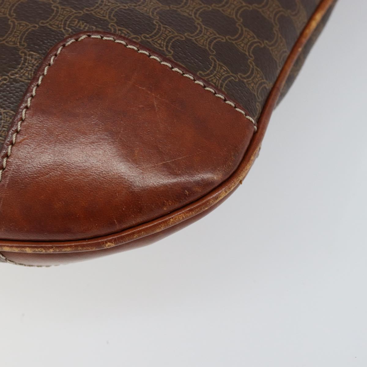 CELINE Macadam Canvas Shoulder Bag PVC Leather Brown Gold Auth 148697