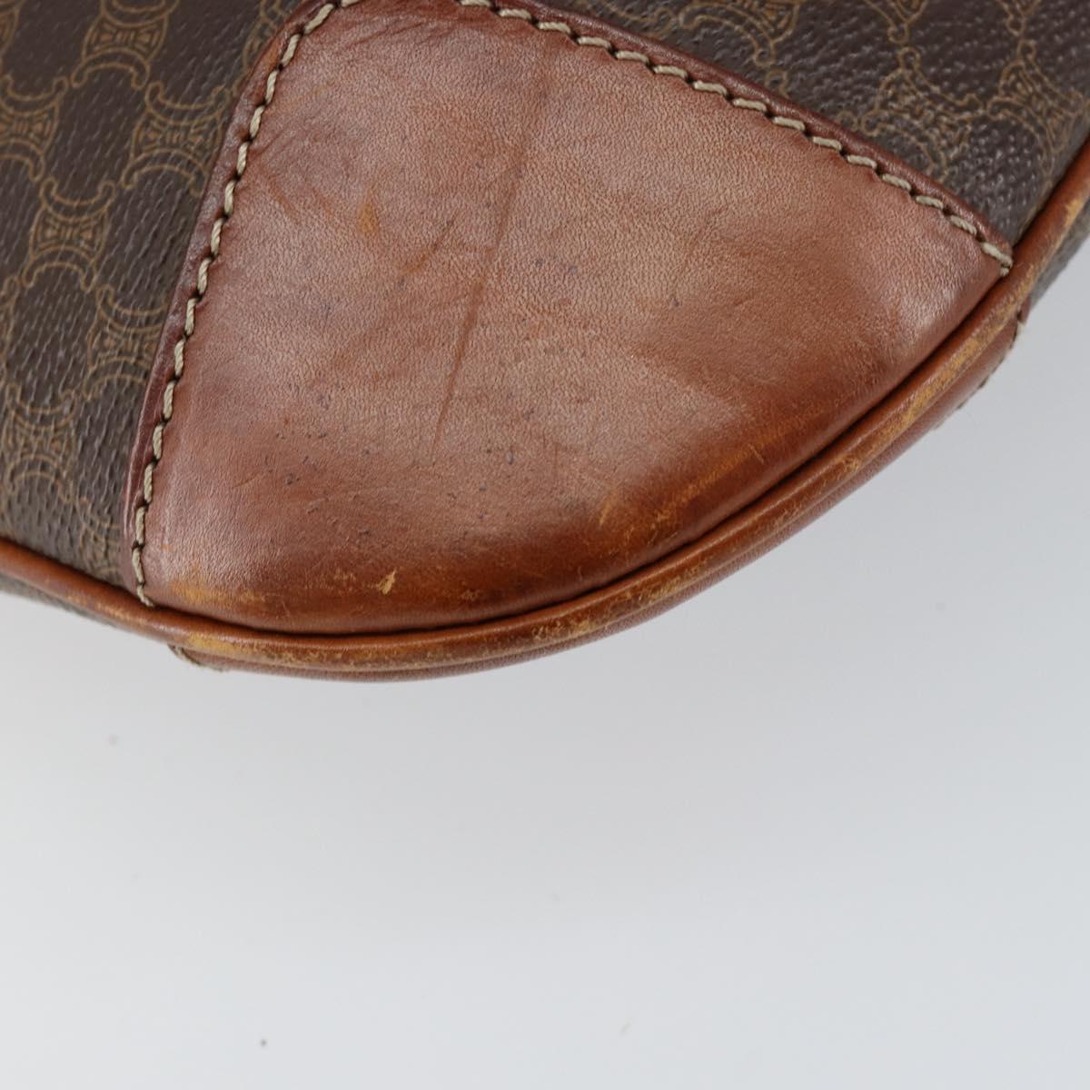 CELINE Macadam Canvas Shoulder Bag PVC Leather Brown Gold Auth 148697