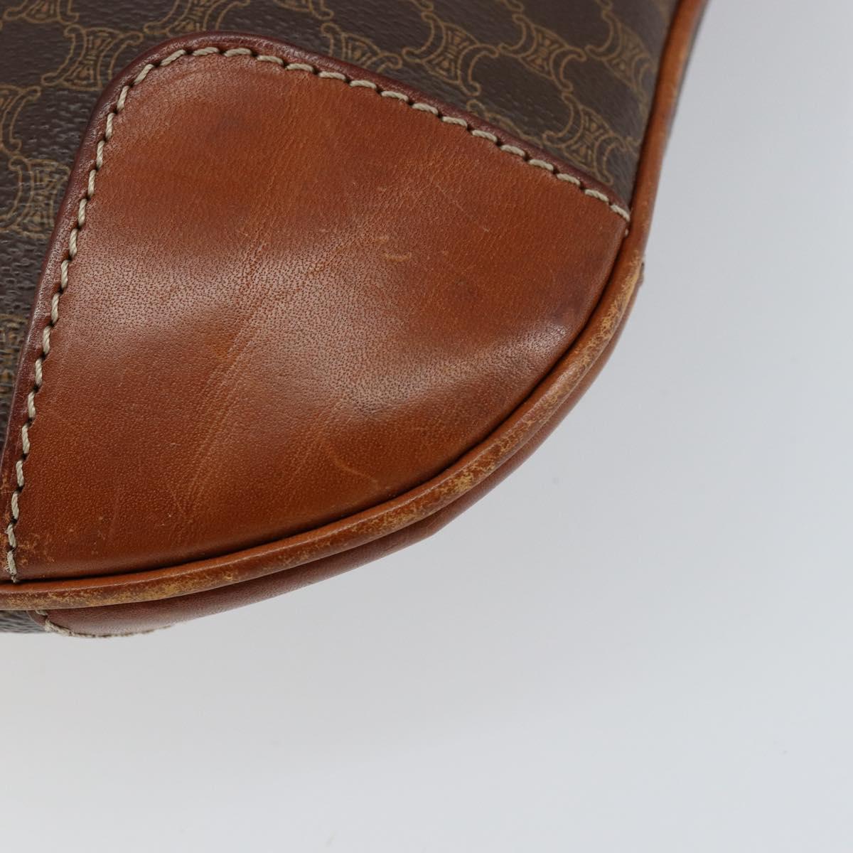 CELINE Macadam Canvas Shoulder Bag PVC Leather Brown Gold Auth 148697