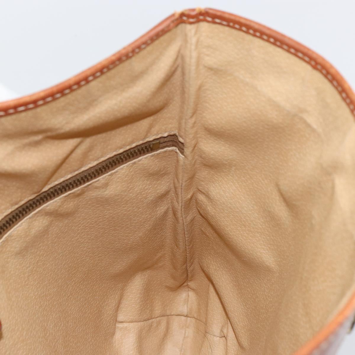 CELINE Macadam Canvas Shoulder Bag PVC Leather Brown Gold Auth 148697