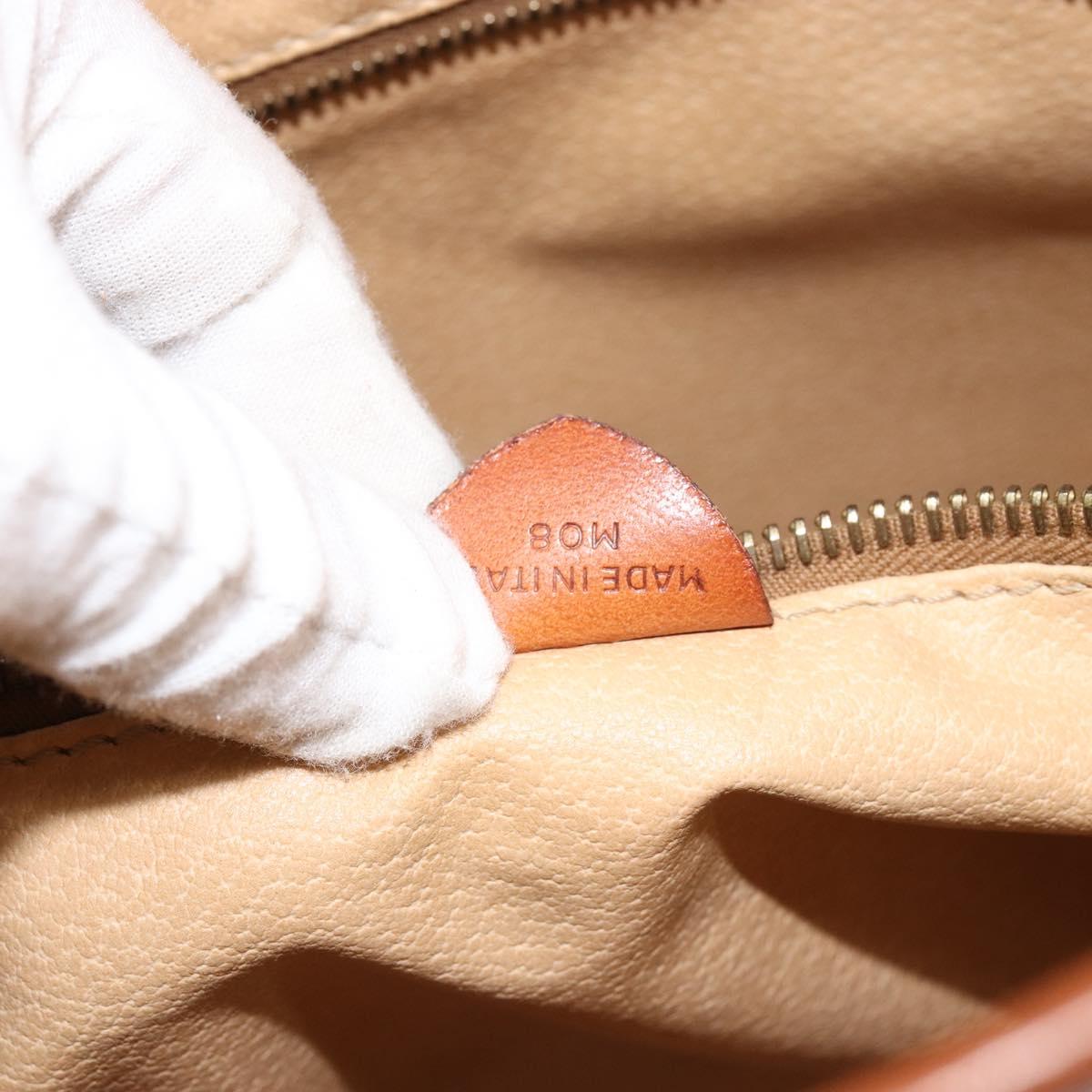 CELINE Macadam Canvas Shoulder Bag PVC Leather Brown Gold Auth 148697