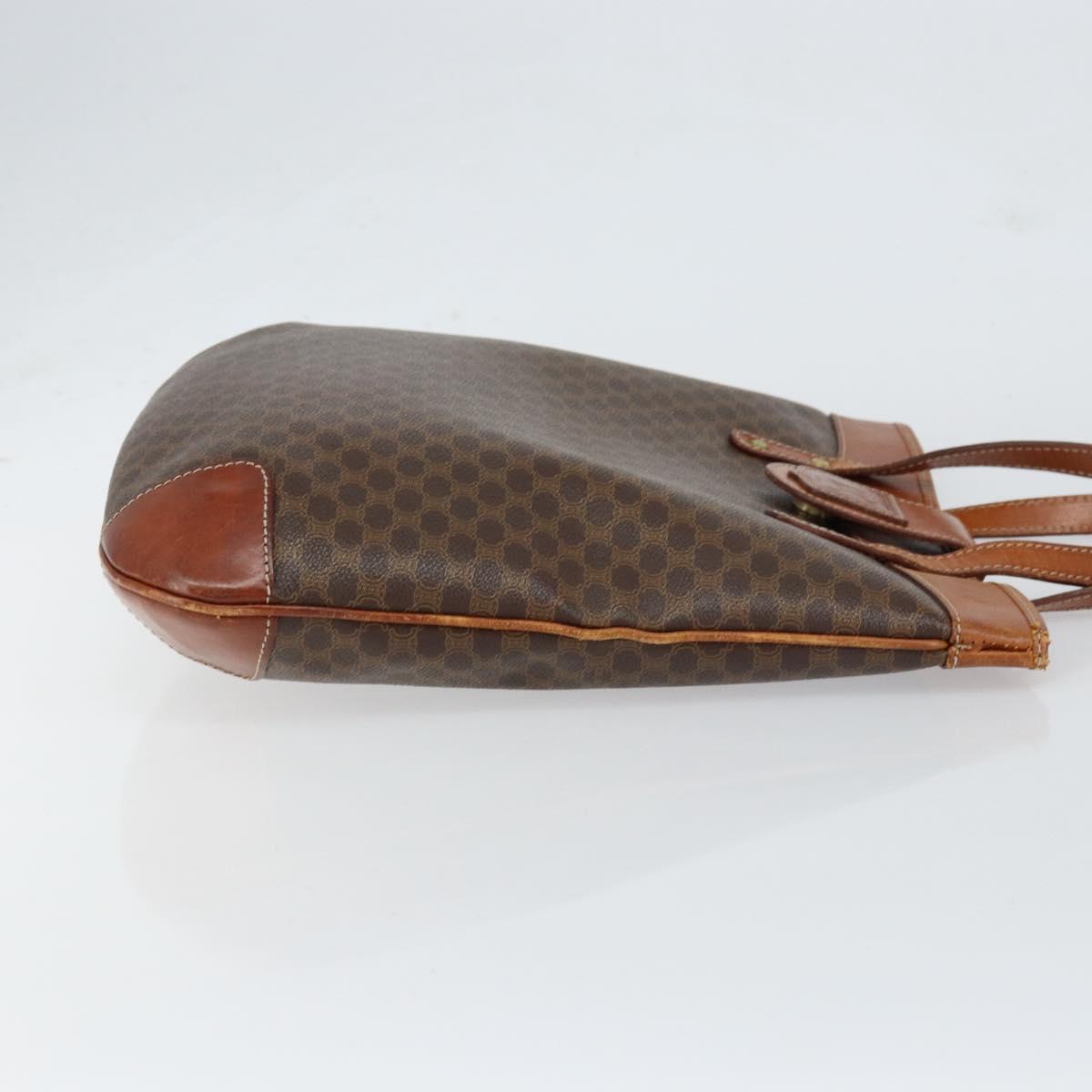 CELINE Macadam Canvas Shoulder Bag PVC Leather Brown Gold Auth 148697