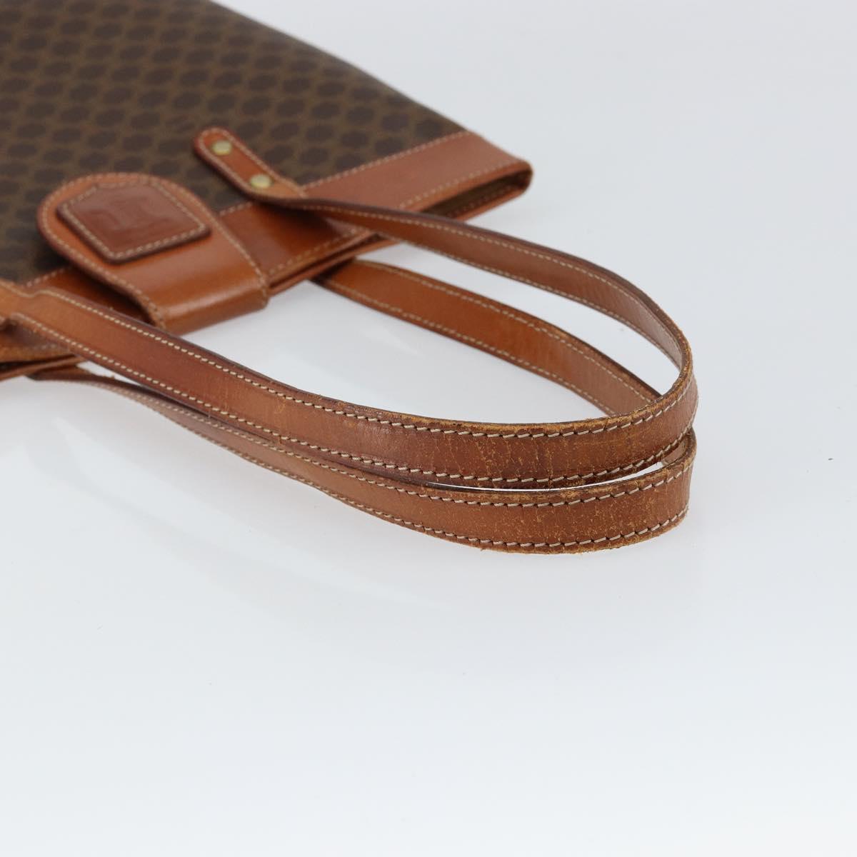 CELINE Macadam Canvas Shoulder Bag PVC Leather Brown Gold Auth 148697