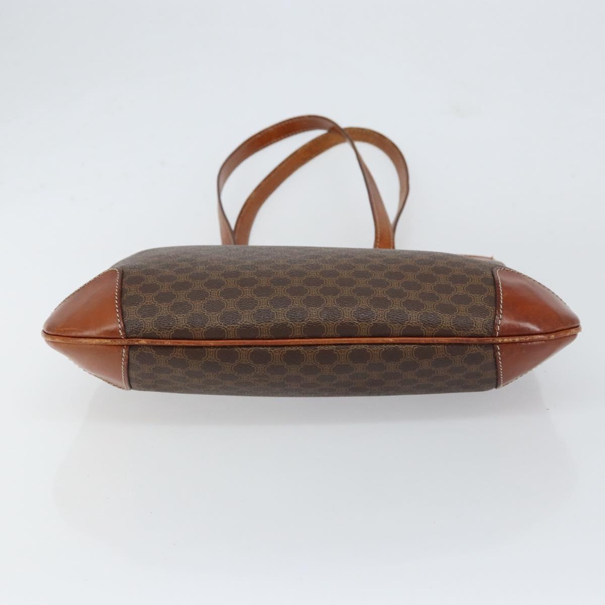 CELINE Macadam Canvas Shoulder Bag PVC Leather Brown Gold Auth 148697