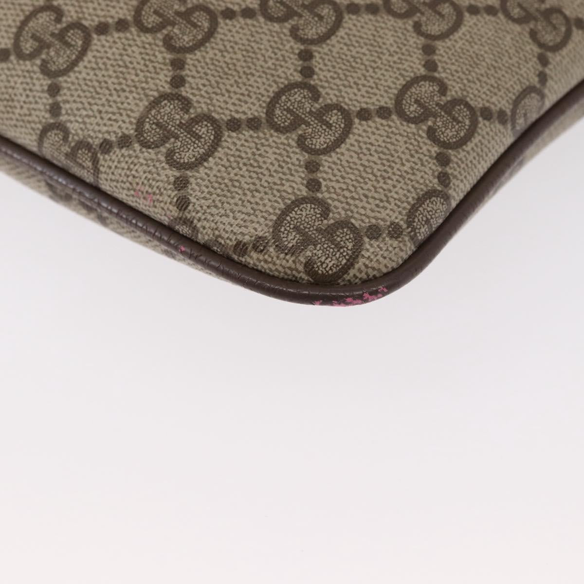 GUCCI GG Supreme Web Sherry Line Bag PVC Beige Gold 904 02 047 Auth 148699