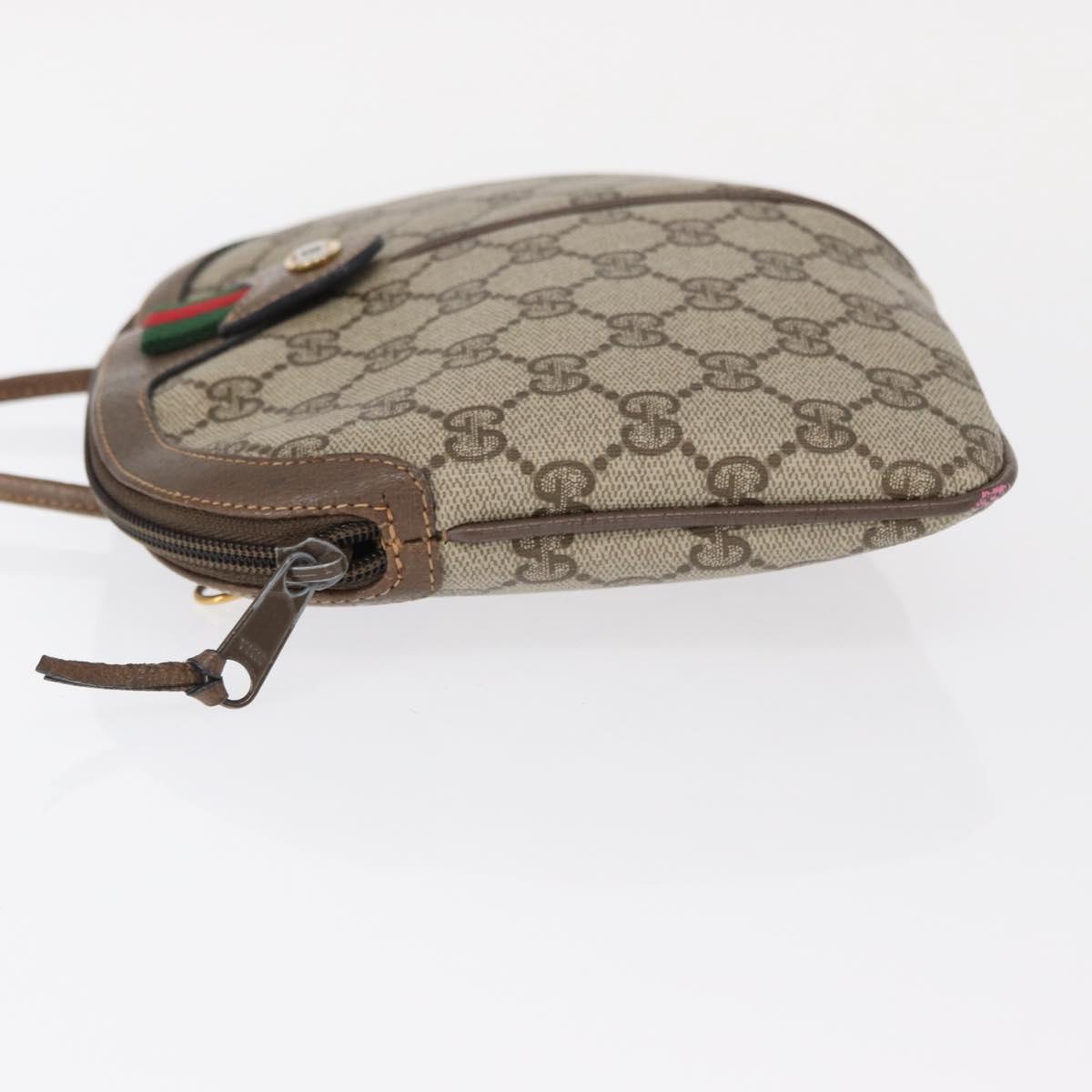 GUCCI GG Supreme Web Sherry Line Bag PVC Beige Gold 904 02 047 Auth 148699