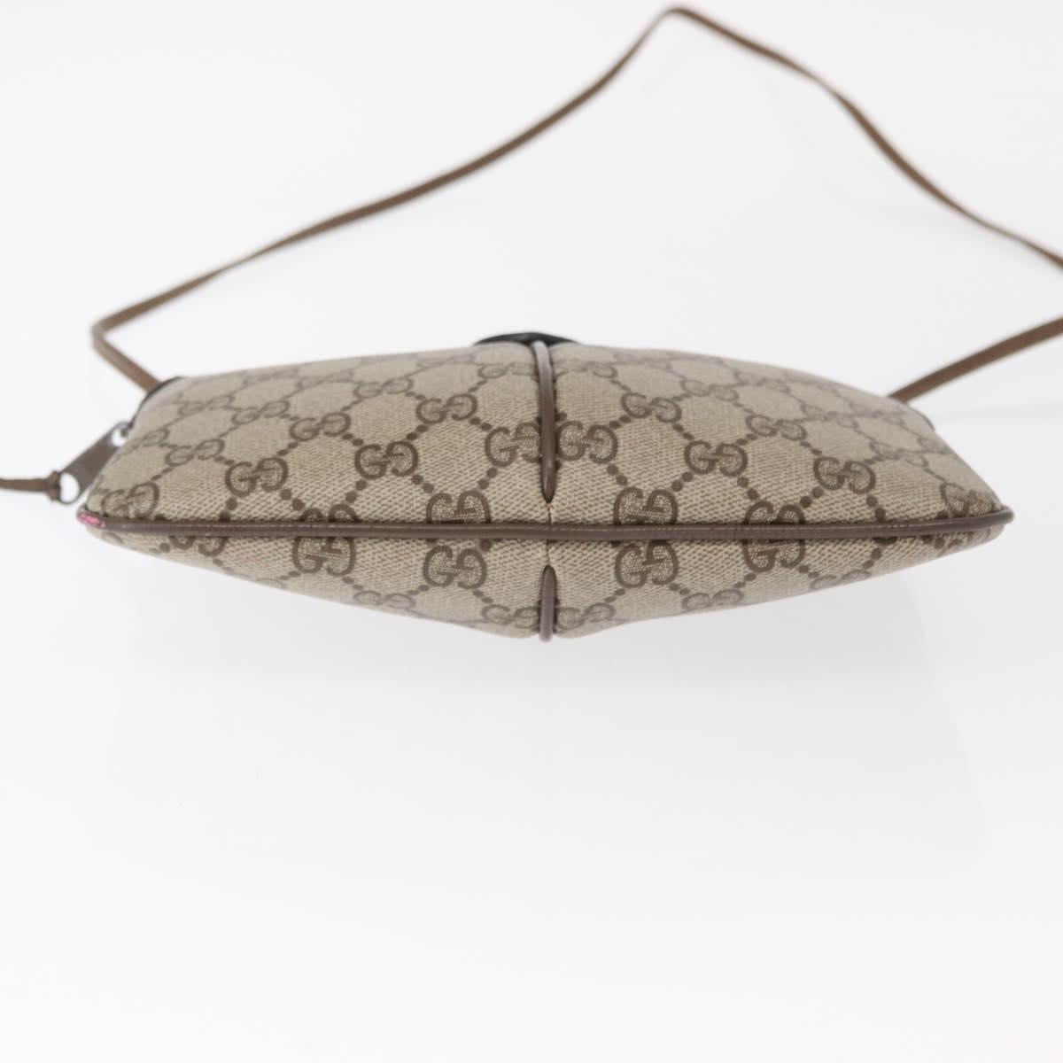 GUCCI GG Supreme Web Sherry Line Bag PVC Beige Gold 904 02 047 Auth 148699