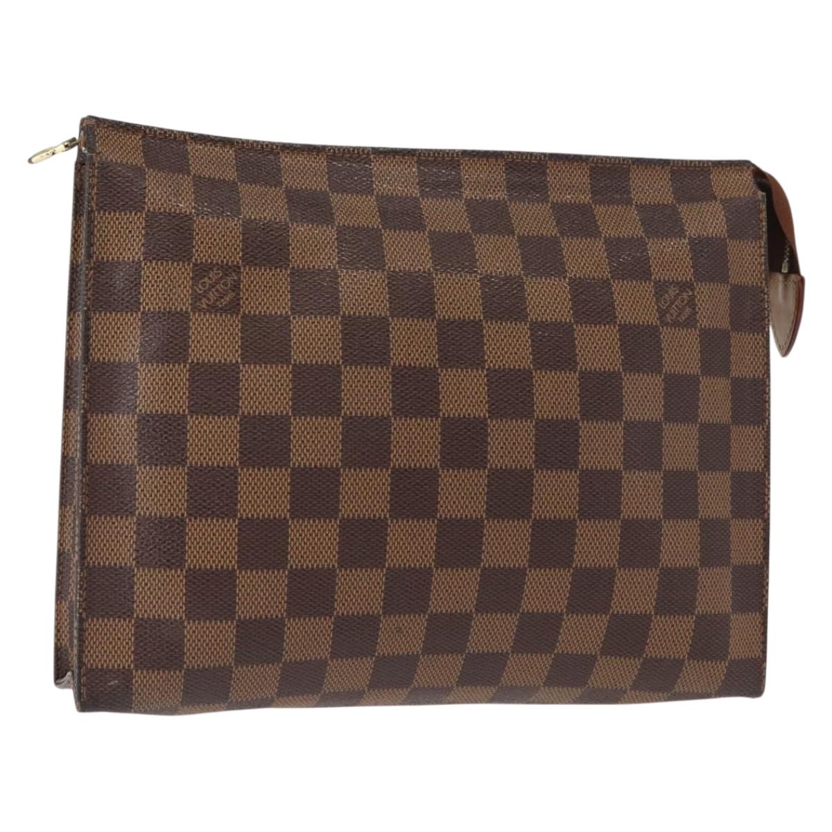 LOUIS VUITTON Damier Ebene Poche Toilette 26 Pouch N47543 LV Auth 148767