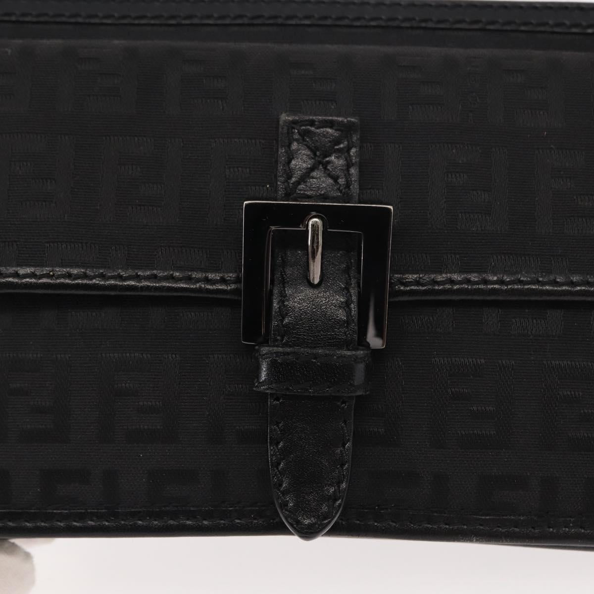 FENDI Zucchino Canvas Pouch Black Silver Auth 148781V