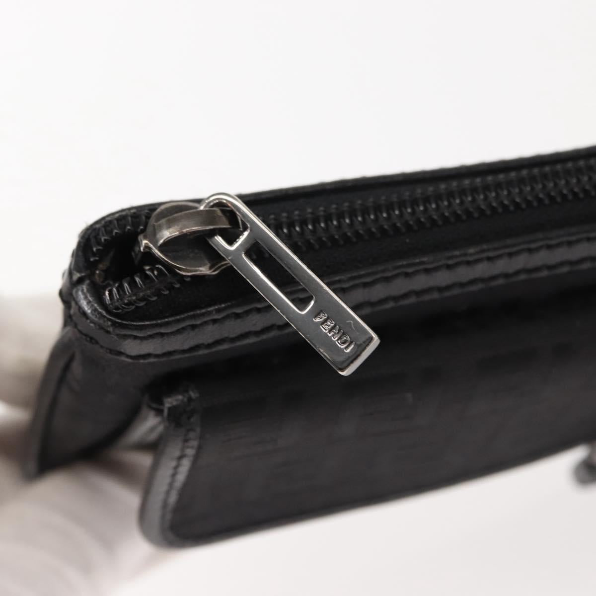 FENDI Zucchino Canvas Pouch Black Silver Auth 148781V