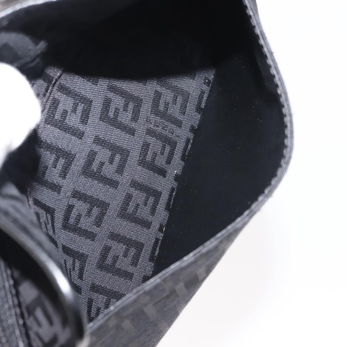 FENDI Zucchino Canvas Pouch Black Silver Auth 148781V