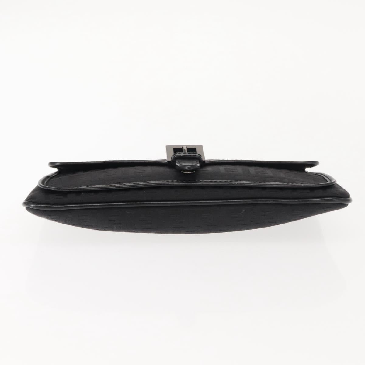 FENDI Zucchino Canvas Pouch Black Silver Auth 148781V