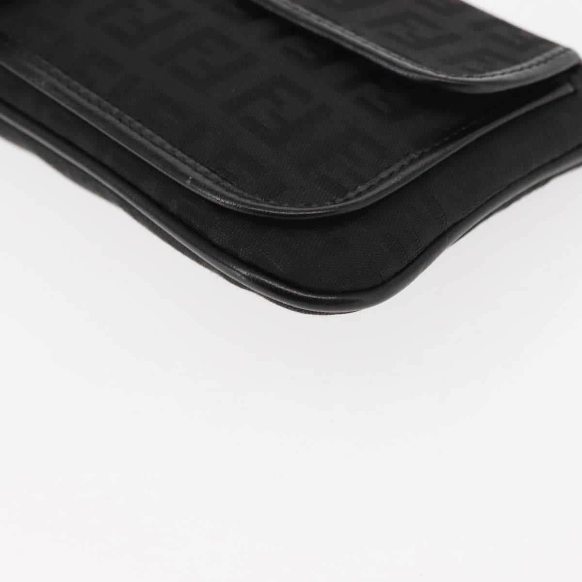 FENDI Zucchino Canvas Pouch Black Silver Auth 148781V