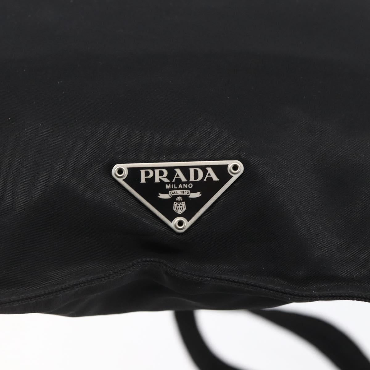 PRADA Shoulder Bag Nylon Black Silver Auth 148790