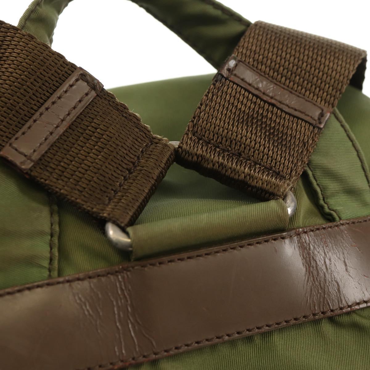 PRADA Backpack Nylon Khaki Silver Auth 148793