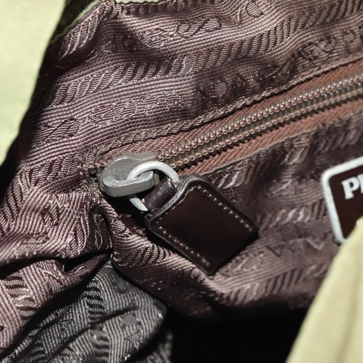 PRADA Backpack Nylon Khaki Silver Auth 148793