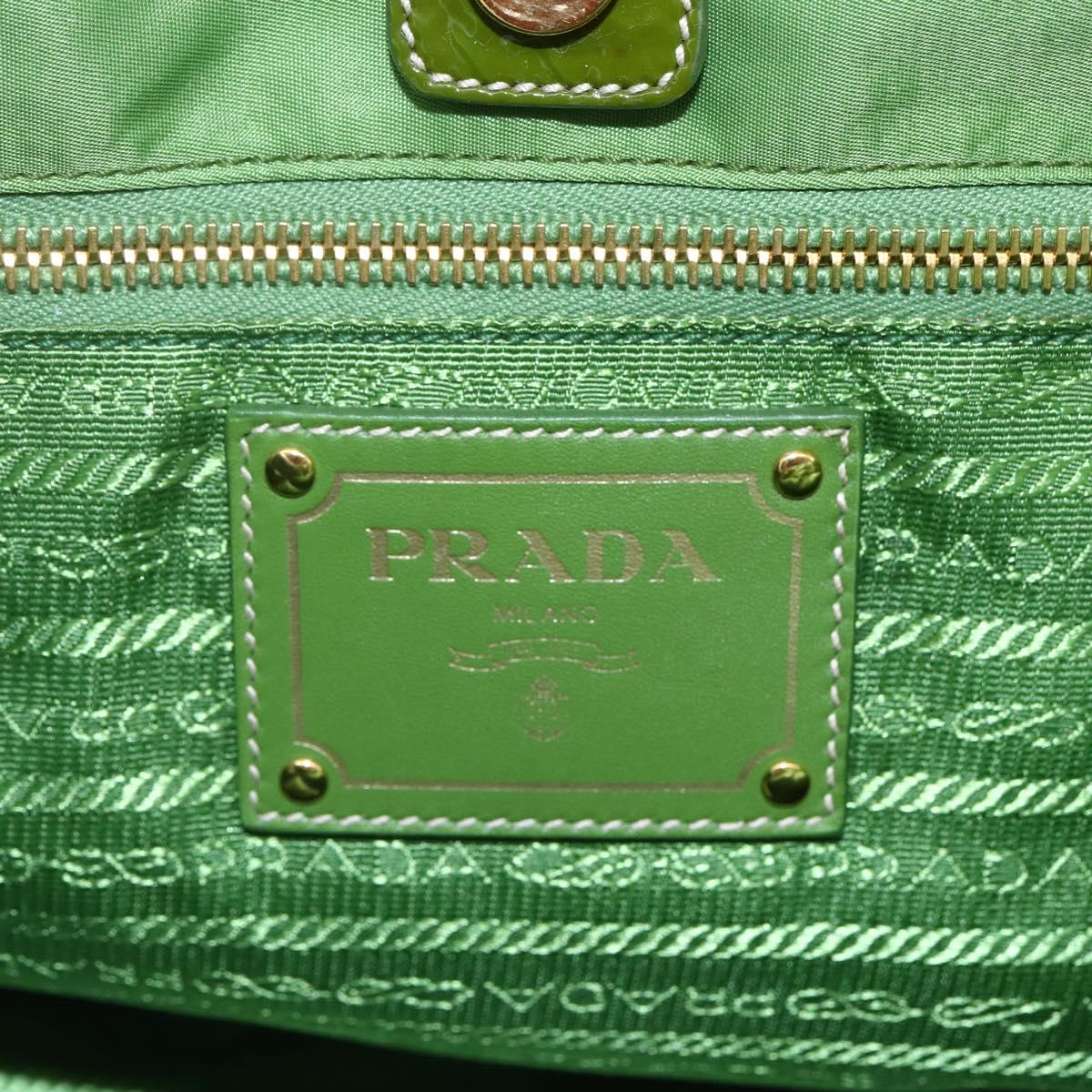 PRADA Hand Bag Nylon Green Gold Auth 148794V