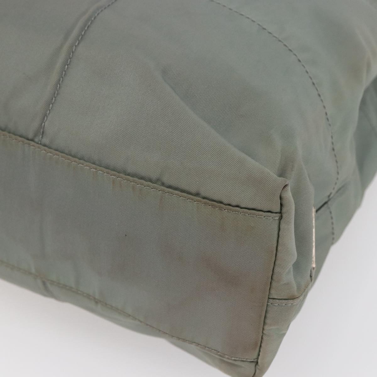 PRADA Shoulder Bag Nylon Gray Silver Auth 148795