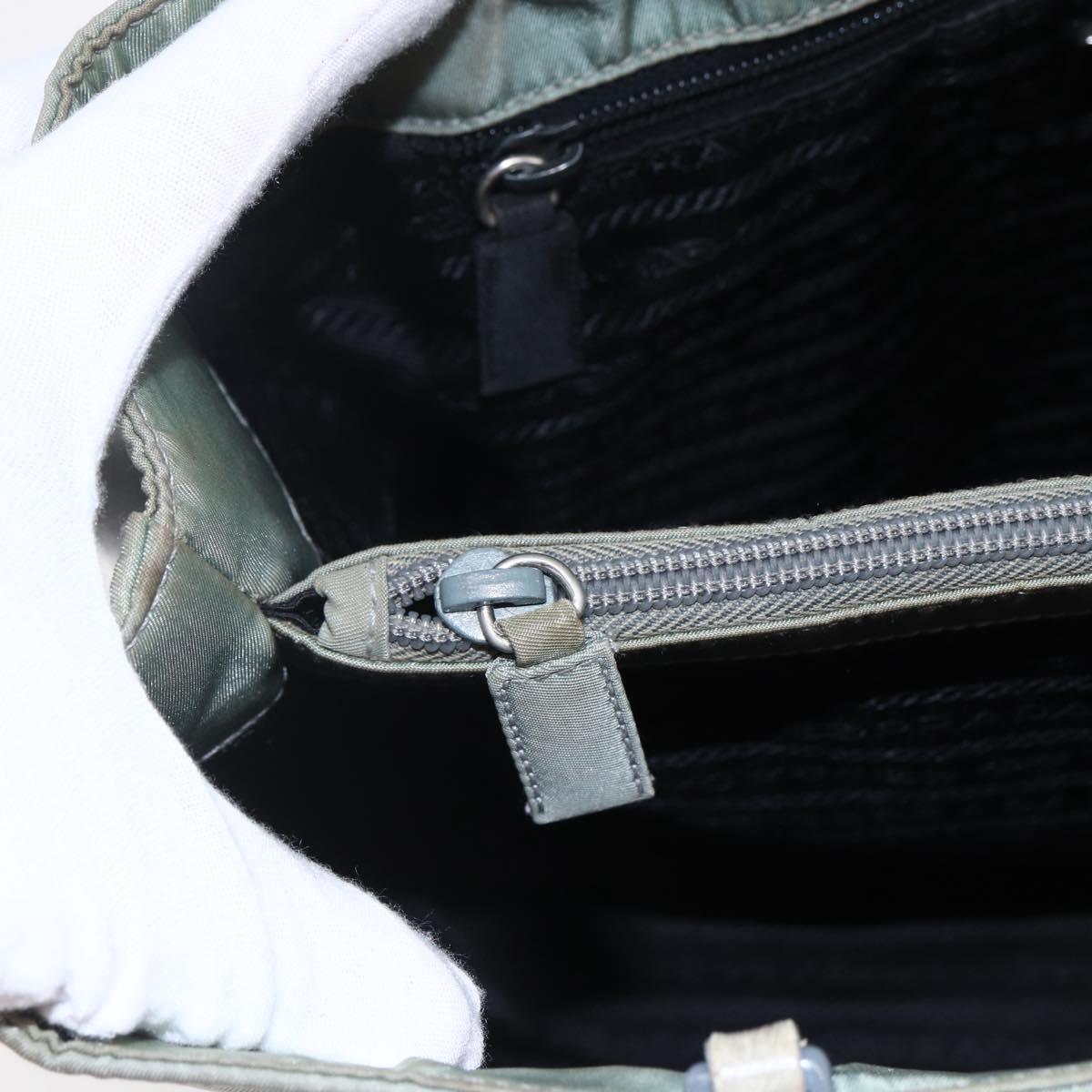 PRADA Shoulder Bag Nylon Gray Silver Auth 148795