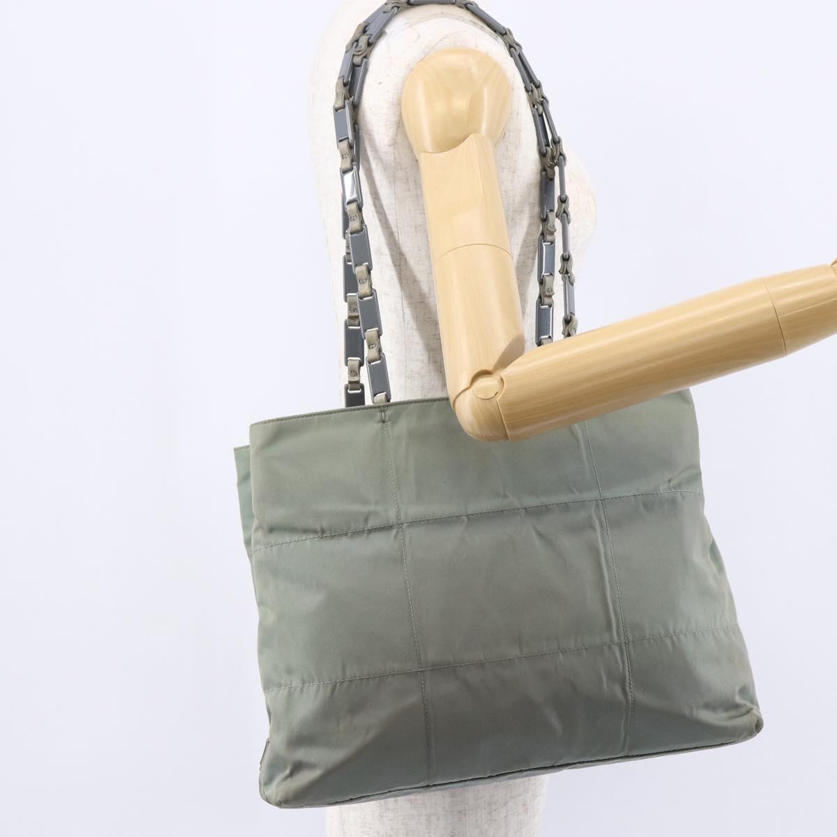 PRADA Shoulder Bag Nylon Gray Silver Auth 148795
