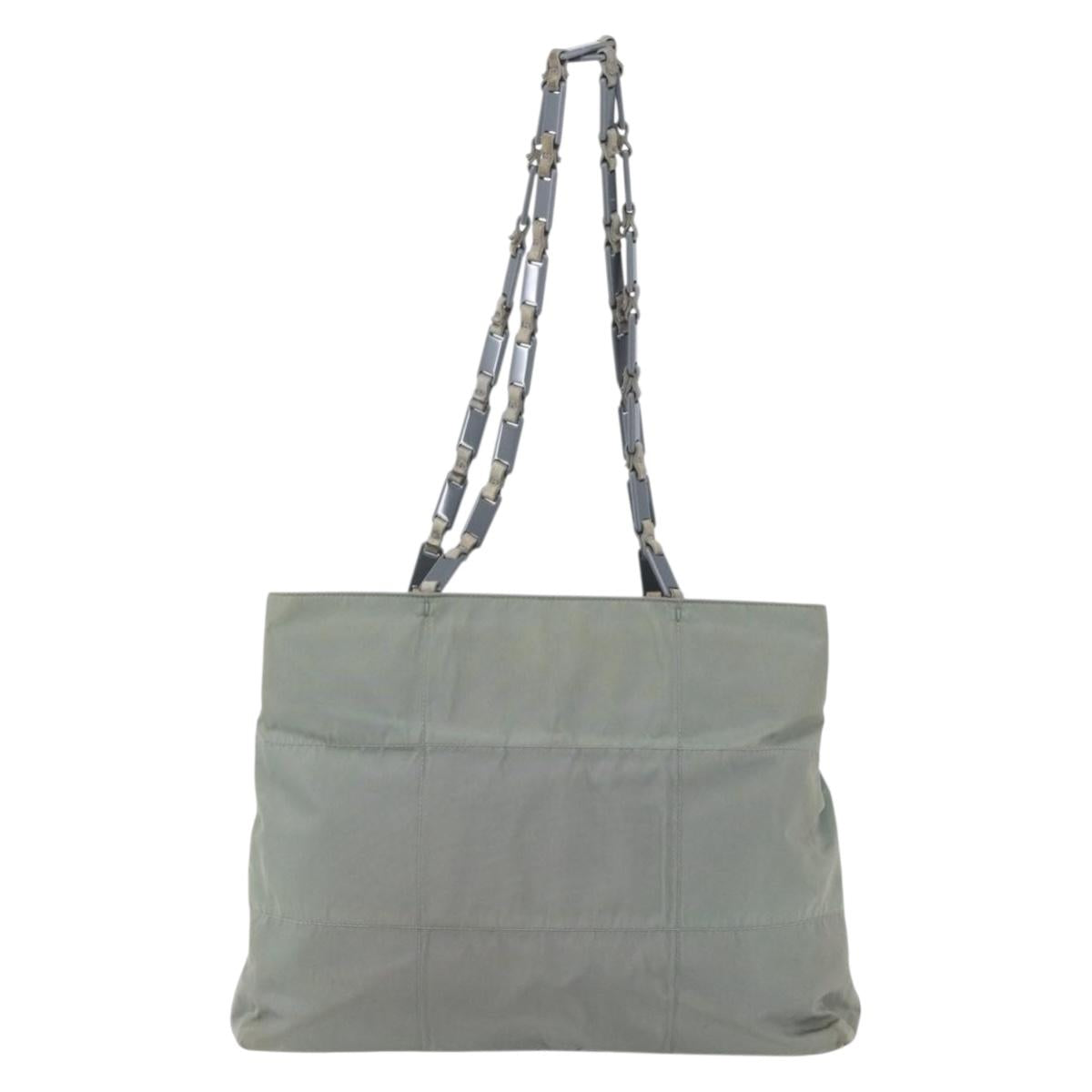 PRADA Shoulder Bag Nylon Gray Silver Auth 148795