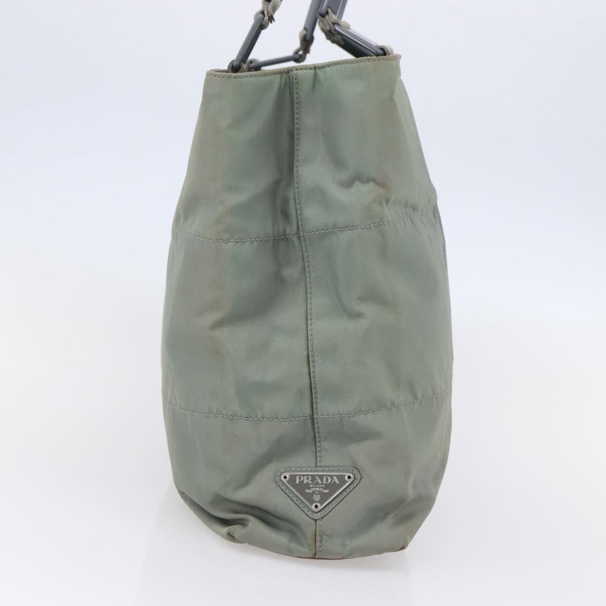 PRADA Shoulder Bag Nylon Gray Silver Auth 148795