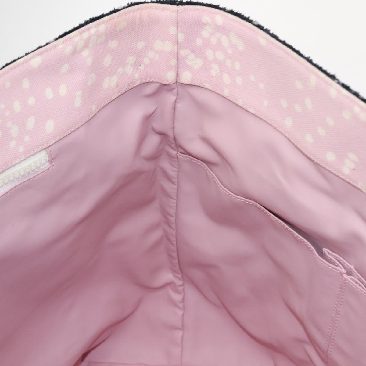 CHANEL High Summer Tote Bag Canvas Pink Silver CC Auth 148799