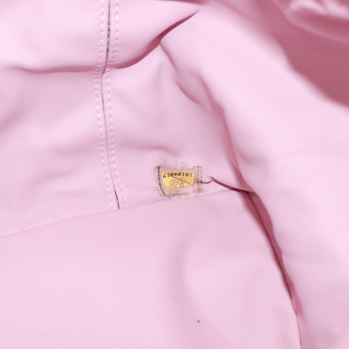 CHANEL High Summer Tote Bag Canvas Pink Silver CC Auth 148799