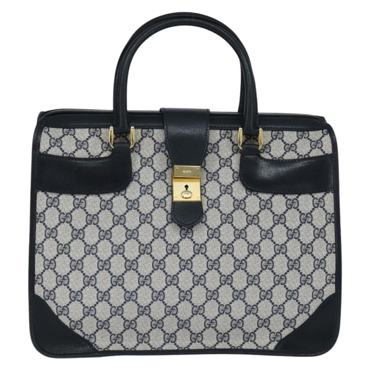 GUCCI GG Supreme Boston Bag PVC Navy Gold 24 013 3983 Auth 148800