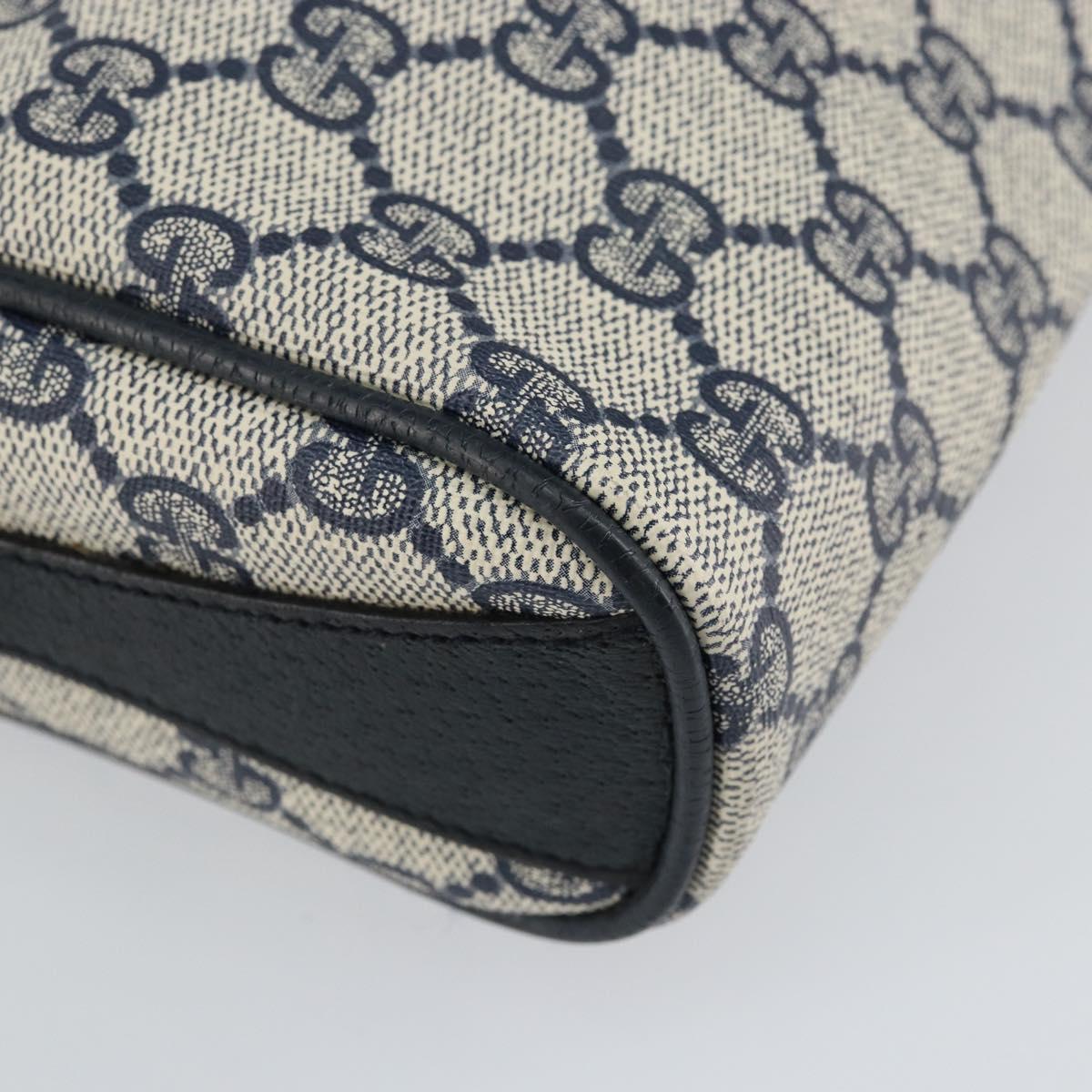 GUCCI GG Supreme Sherry Line Bag PVC Navy Gold Red 89 02 018 Auth 148804