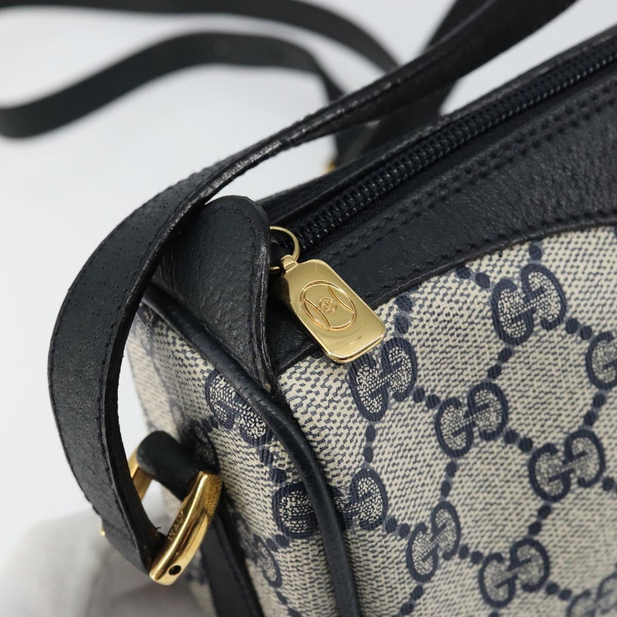 GUCCI GG Supreme Sherry Line Bag PVC Navy Gold Red 89 02 018 Auth 148804