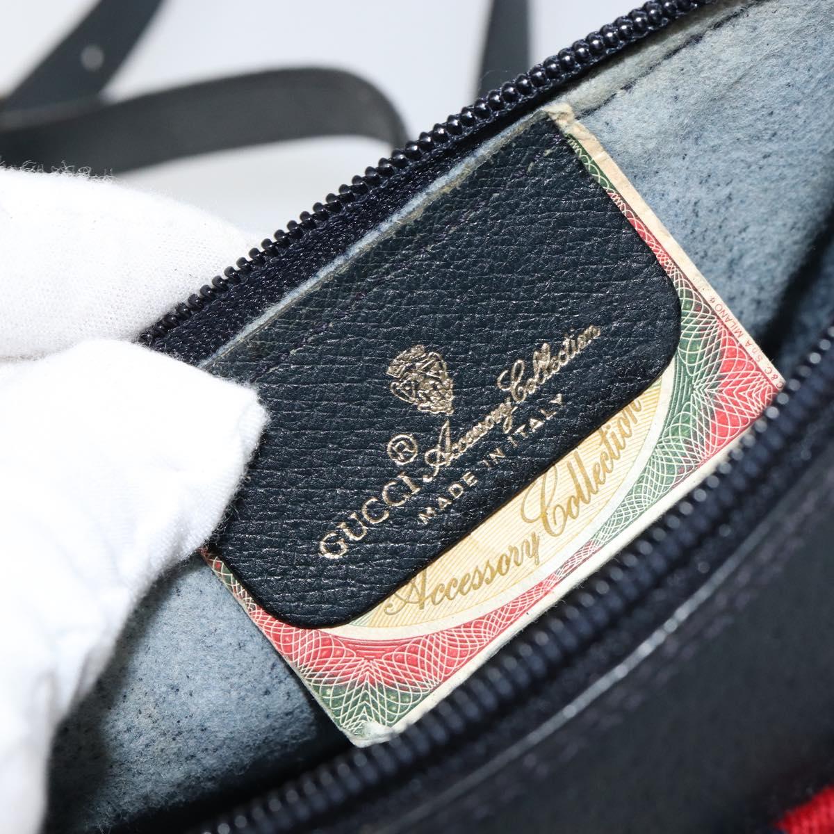 GUCCI GG Supreme Sherry Line Bag PVC Navy Gold Red 89 02 018 Auth 148804