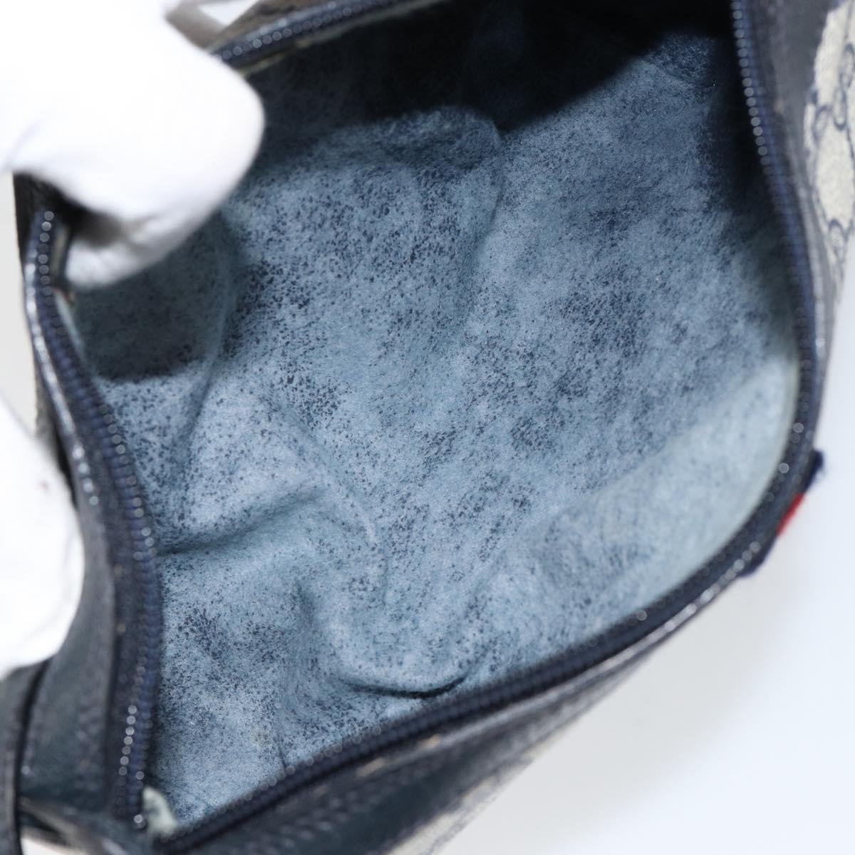 GUCCI GG Supreme Sherry Line Bag PVC Navy Gold Red 89 02 018 Auth 148804