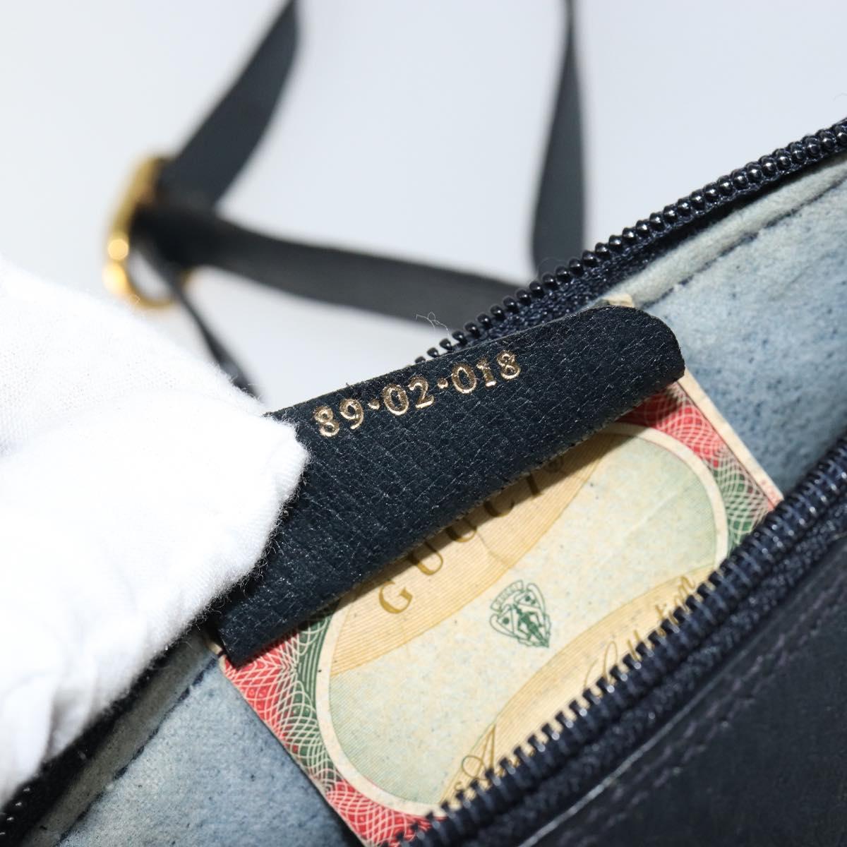 GUCCI GG Supreme Sherry Line Bag PVC Navy Gold Red 89 02 018 Auth 148804