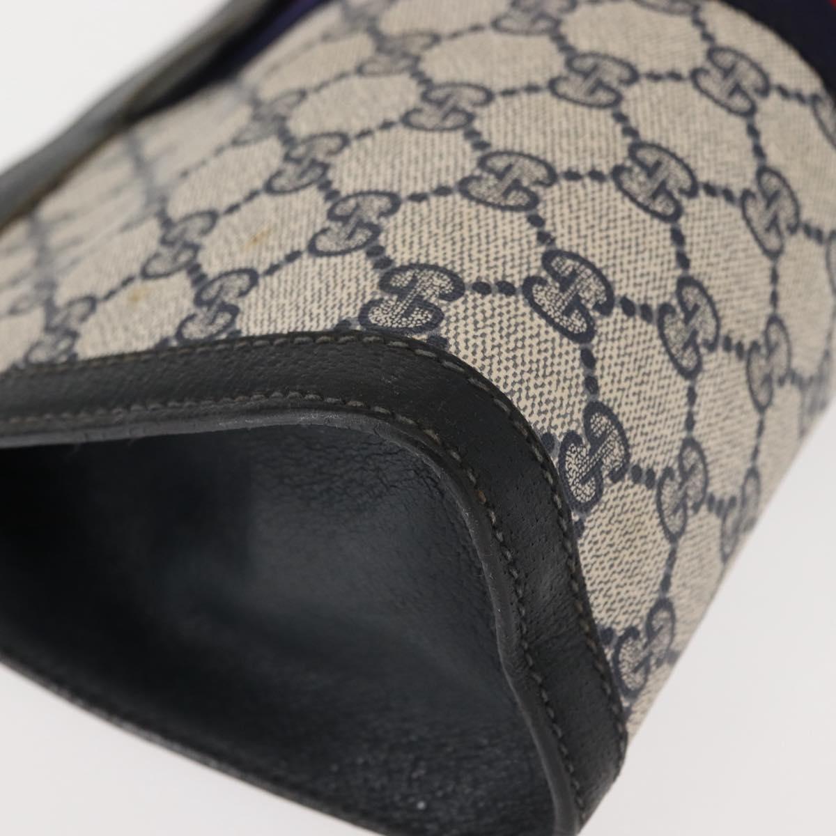 GUCCI GG Supreme Sherry Line Clutch Bag PVC Navy Red 67 014 2125 Auth 148805