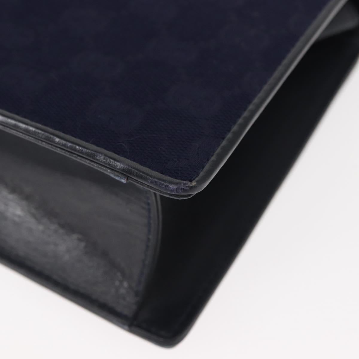 GUCCI GG Canvas Sherry Line Shoulder Bag Navy Gold Red Auth 148806