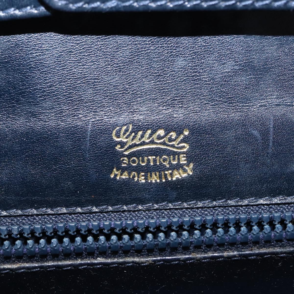 GUCCI GG Canvas Sherry Line Shoulder Bag Navy Gold Red Auth 148806