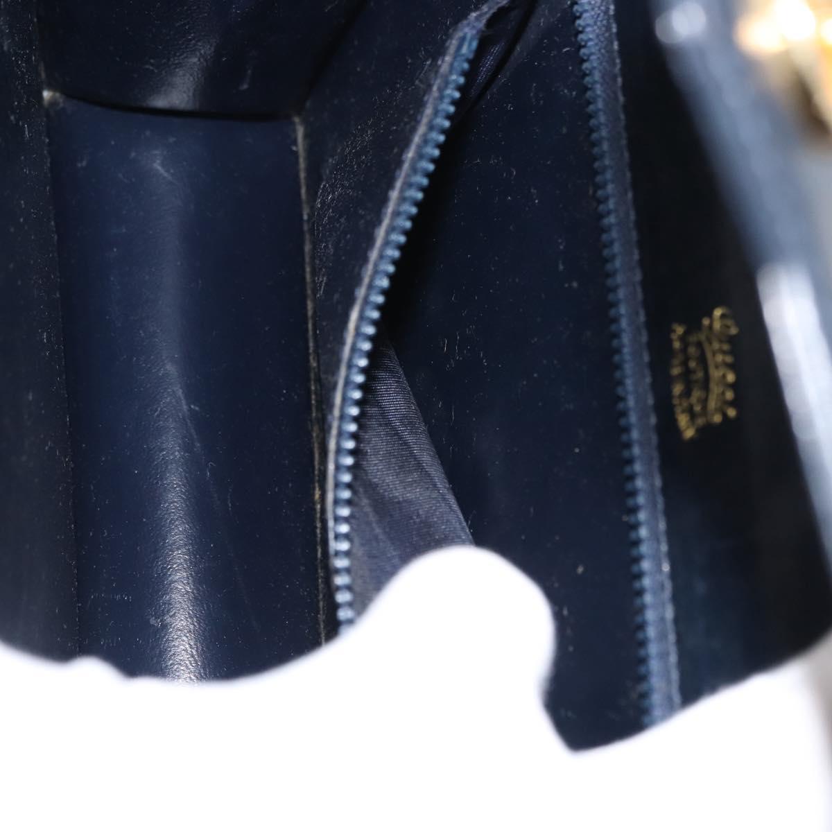 GUCCI GG Canvas Sherry Line Shoulder Bag Navy Gold Red Auth 148806