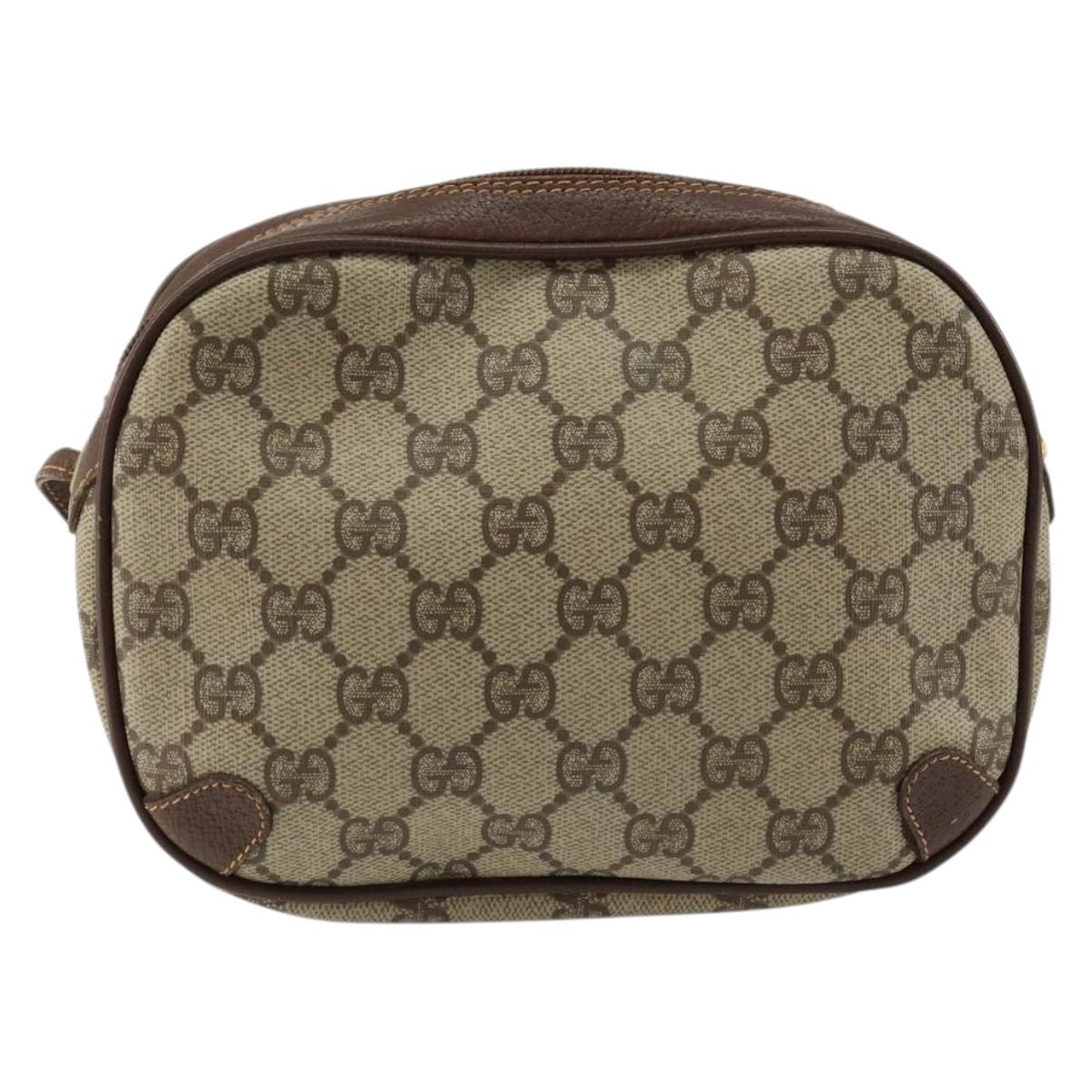 GUCCI GG Supreme Web Sherry Line Bag PVC Beige Gold Red 89 02 066 Auth 148807