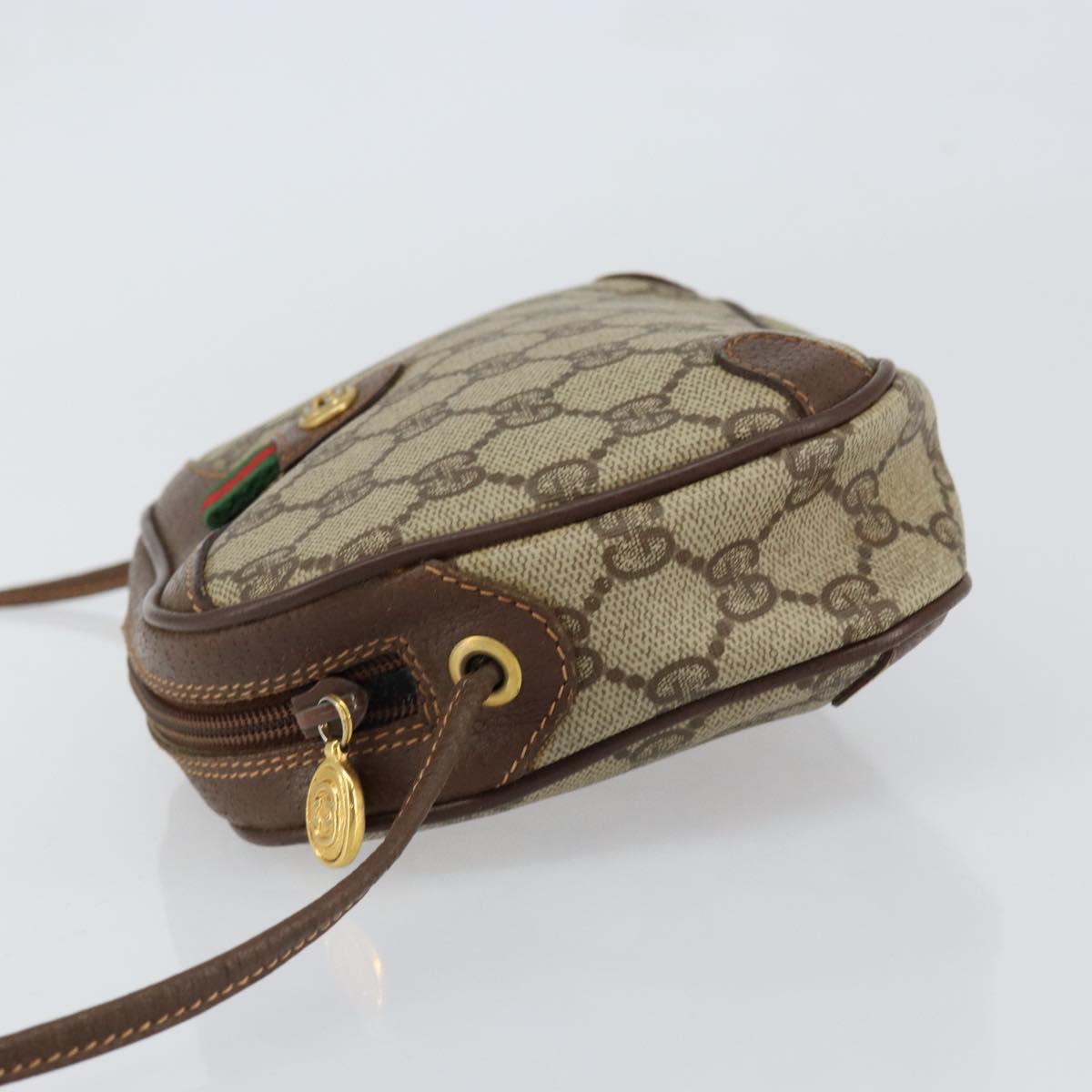 GUCCI GG Supreme Web Sherry Line Bag PVC Beige Gold Red 89 02 066 Auth 148807