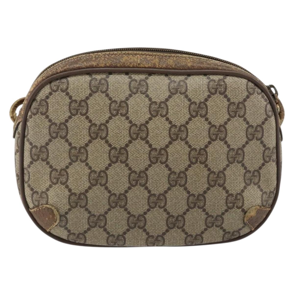 GUCCI GG Supreme Web Sherry Line Bag PVC Beige Gold Red 89 02 066 Auth 148808