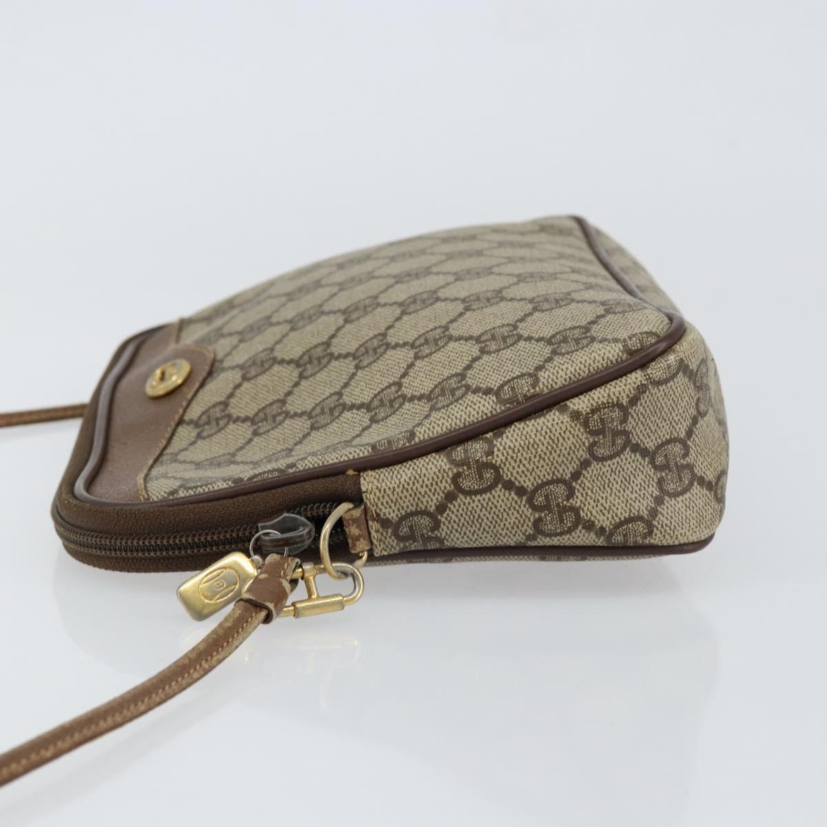 GUCCI GG Supreme Shoulder Bag PVC Beige Gold 97 02 068 Auth 148809