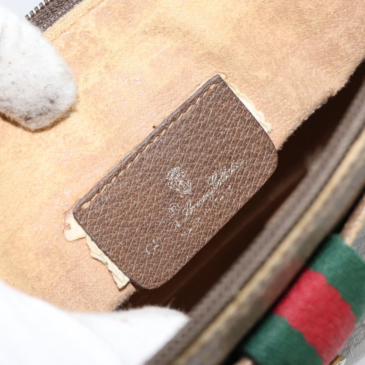 GUCCI GG Supreme Web Sherry Line Bag PVC Beige Gold Red 904 02 026 Auth 148810