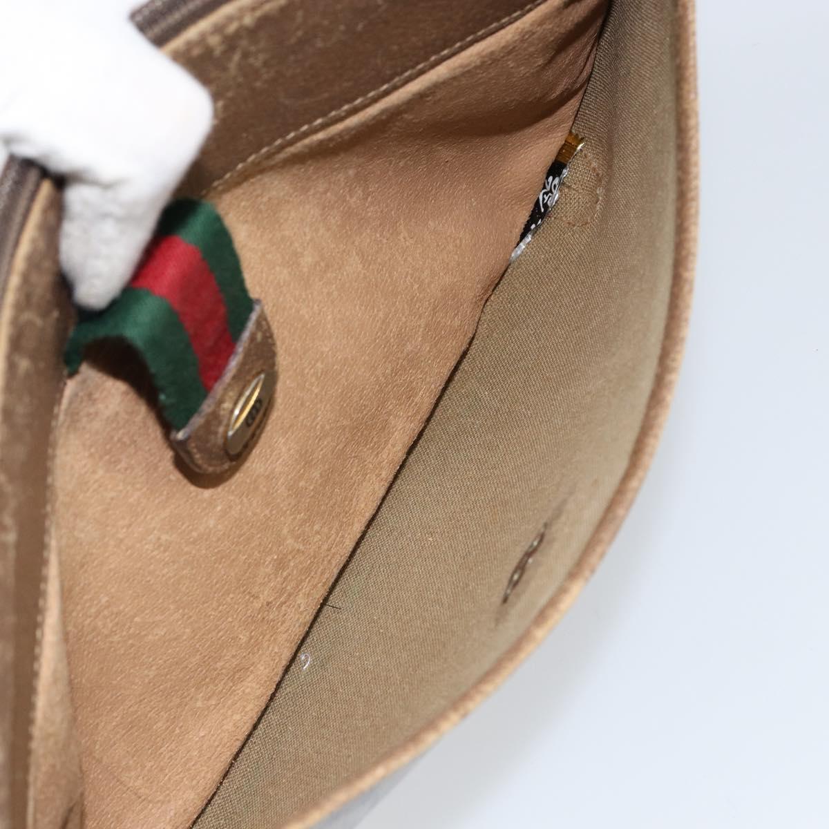 GUCCI GG Supreme Web Sherry Line Bag PVC Beige Gold Red 904 02 026 Auth 148810