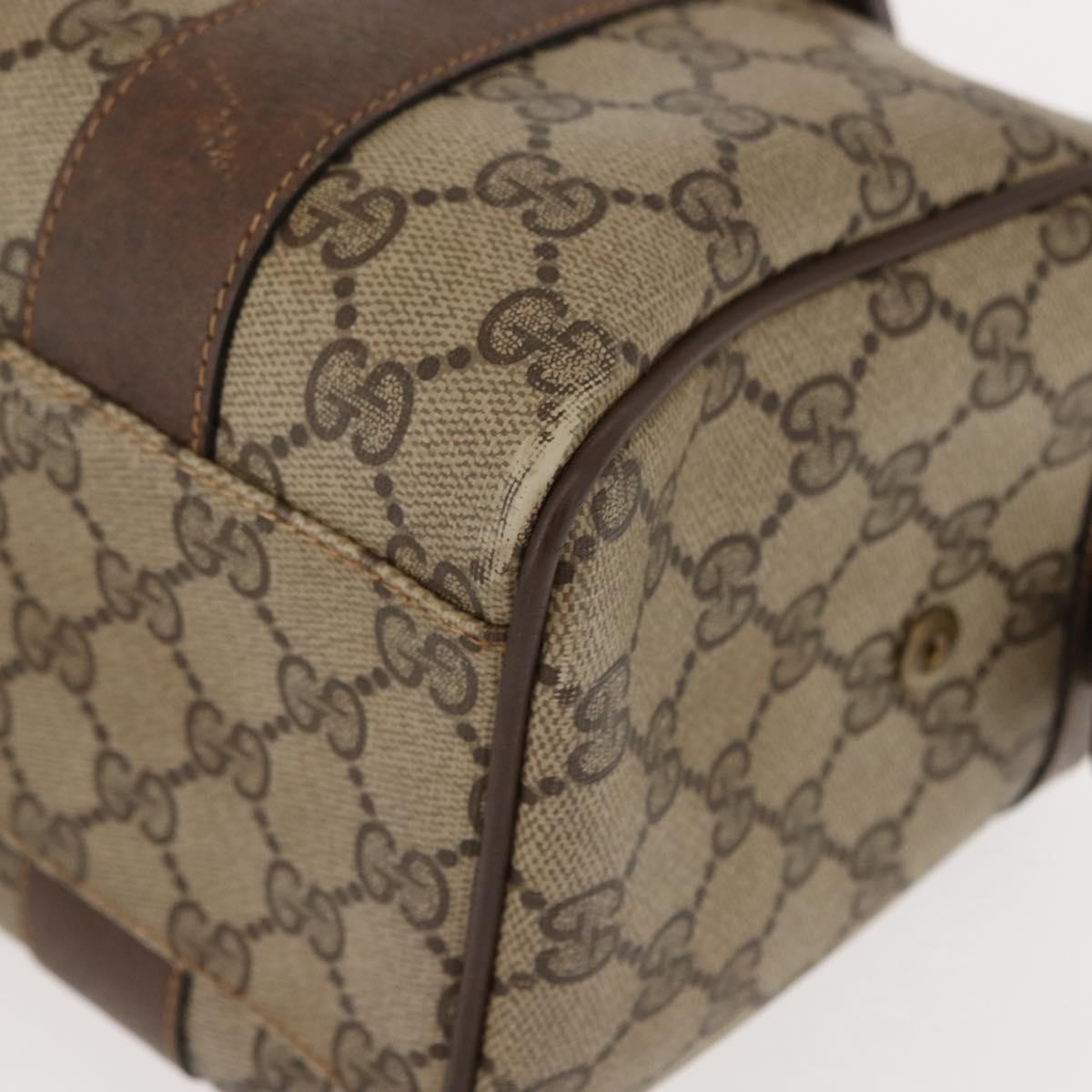 GUCCI GG Supreme Boston Bag PVC Beige Gold 000 40 0207 Auth 148811