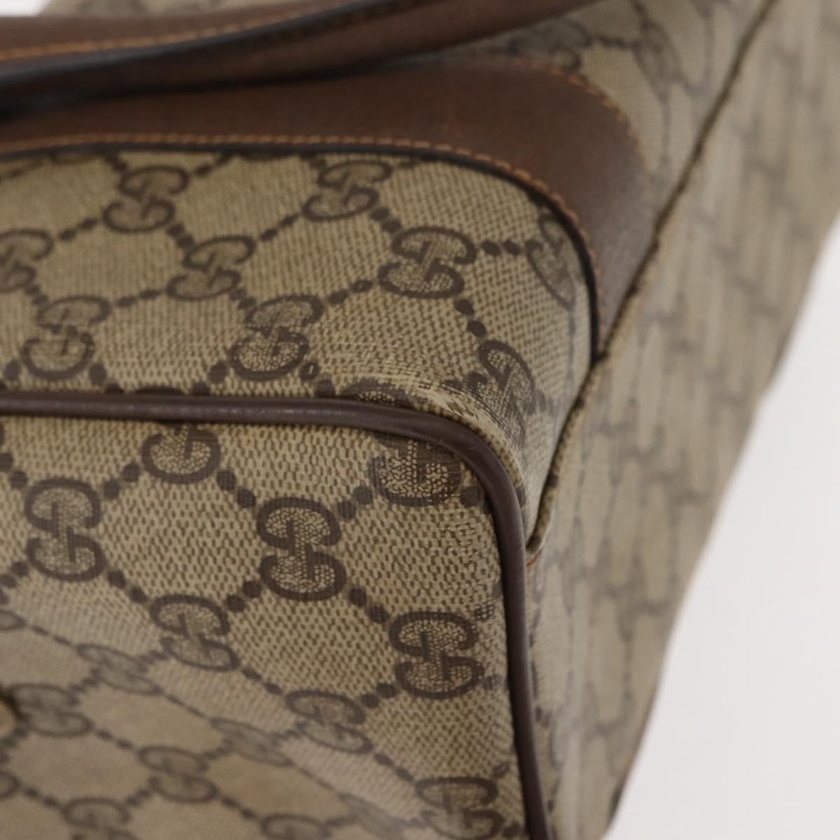 GUCCI GG Supreme Boston Bag PVC Beige Gold 000 40 0207 Auth 148811