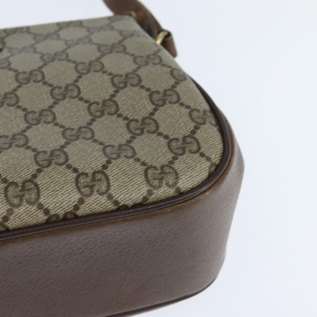 GUCCI GG Supreme Web Sherry Line Bag PVC Beige Gold 116 02 076 Auth 148812